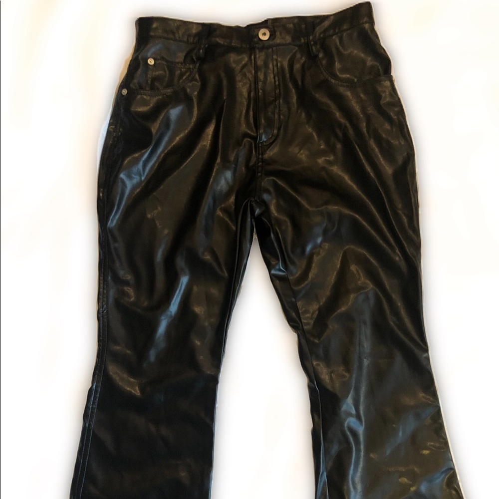Faux Leather Pants Flared Low Rise